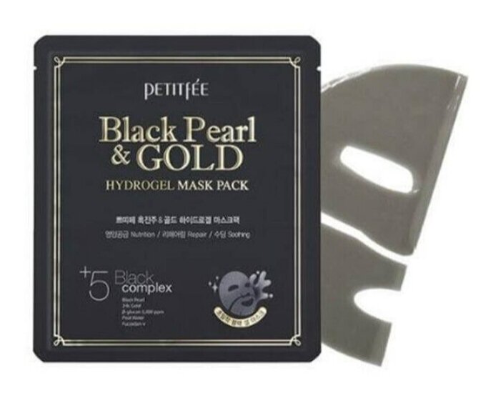 Hydrogelinė veido kaukė Petitfee Black Pearl & Gold Hydrogel Mask Pack, 32 g, 1 vnt kaina ir informacija | Veido kaukės, paakių kaukės | pigu.lt
