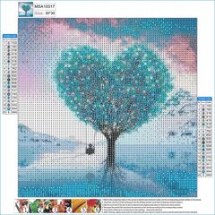 Deimantinė mozaika širdies formos medis, 30x30cm kaina ir informacija | Deimantinės mozaikos | pigu.lt