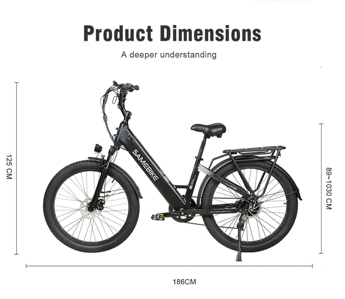 Elektrinis dviratis Samebike RS-A01 26", juodas kaina ir informacija | Elektriniai dviračiai | pigu.lt