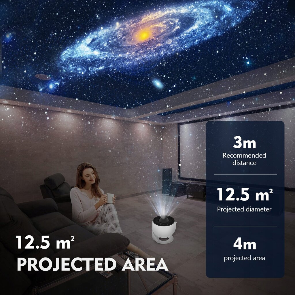 Led projektorius naktinė lempa Star projector, baltas kaina ir informacija | Dekoracijos šventėms | pigu.lt