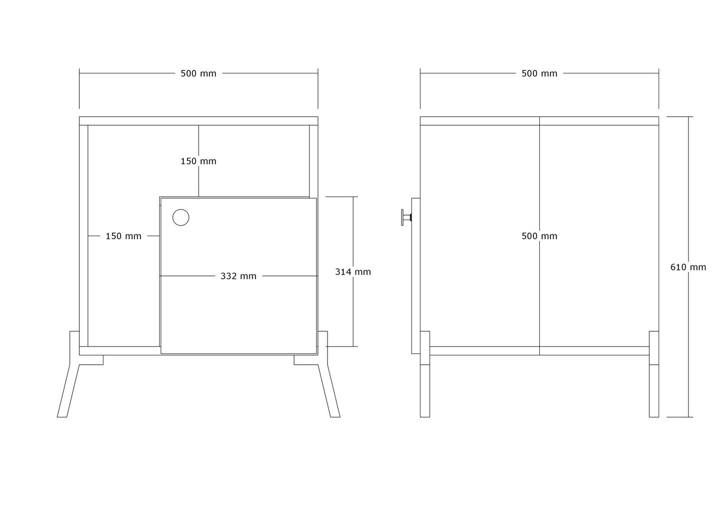 Naktinis staliukas, Asir, 50x50x61 cm, ruda kaina ir informacija | Spintelės prie lovos | pigu.lt