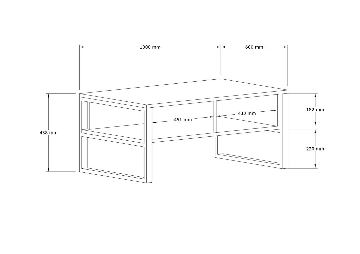 Kavos stalelis, Asir, 100x60x44 cm, pilka kaina ir informacija | Kavos staliukai | pigu.lt