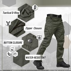 Брюки мужские TACVASEN, зеленые цена и информация | Мужские брюки FINIS | pigu.lt