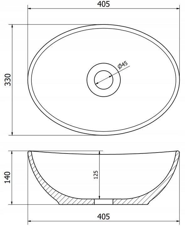 Keraminis stalviršio praustuvas Silla white 40,5x33x14 cm kaina ir informacija | Praustuvai | pigu.lt