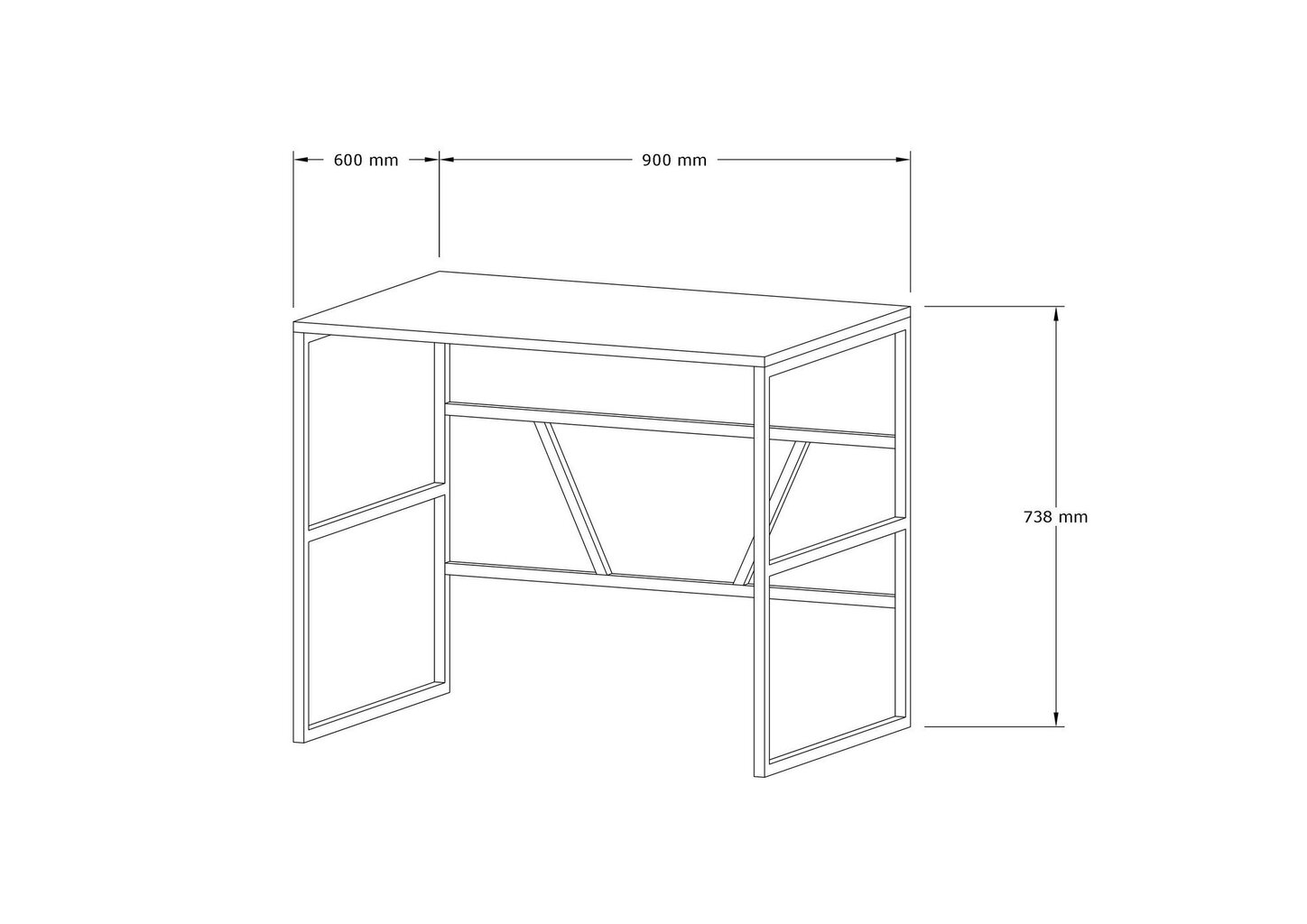 Studijų stalas, Asir, 90x60x74 cm, balta kaina ir informacija | Kompiuteriniai, rašomieji stalai | pigu.lt