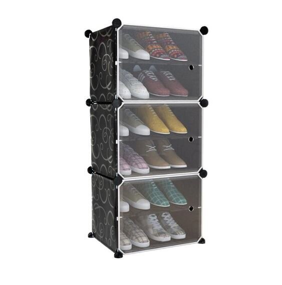 Modulinė batų lentyna, juoda kaina ir informacija | Batų spintelės, lentynos ir suolai | pigu.lt