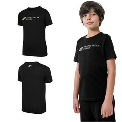 Marškinėliai berniukams 4F HJZ22JTSM003, juodi kaina ir informacija | Marškinėliai berniukams | pigu.lt