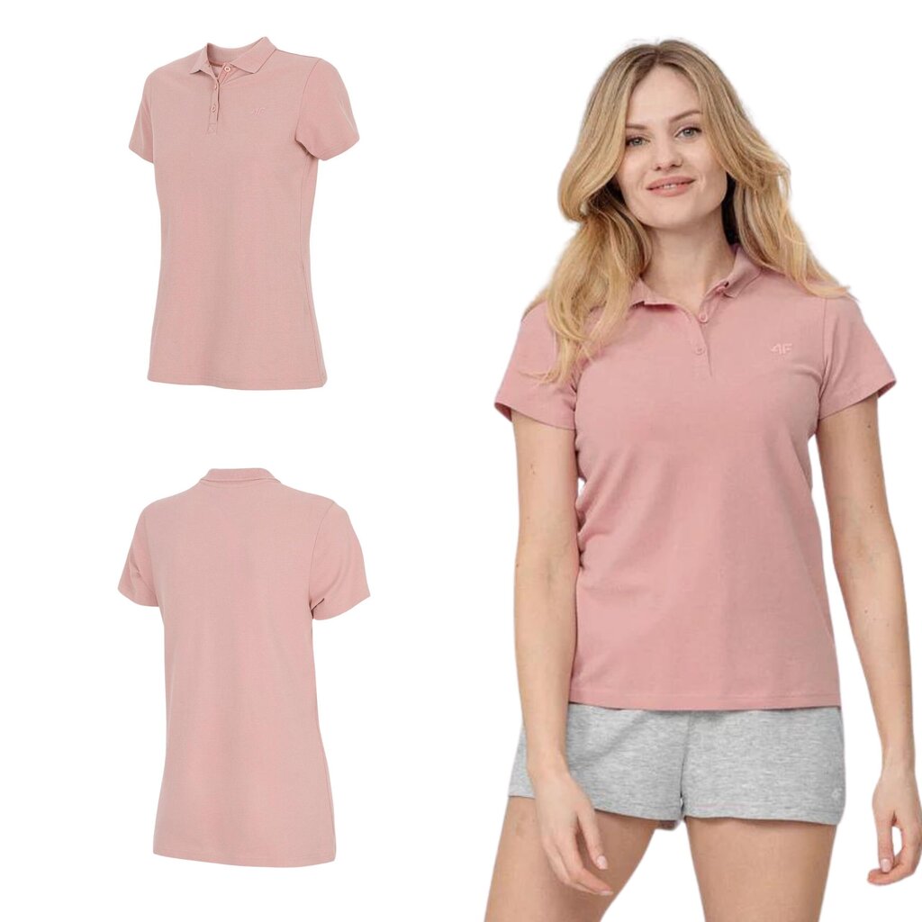 Polo marškinėliai moterims 4F, rožiniai цена и информация | Marškinėliai moterims | pigu.lt