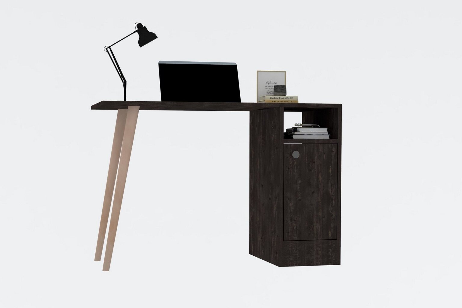 Stalas Asir, 110x74x50 cm, pilkas/rudas kaina ir informacija | Kompiuteriniai, rašomieji stalai | pigu.lt