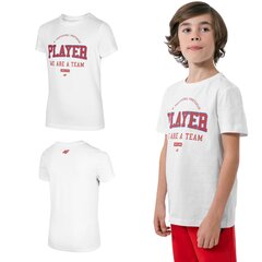 Marškinėliai berniukams 4F, balti kaina ir informacija | Marškinėliai berniukams | pigu.lt