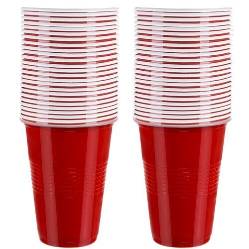 Žaidimas Beer Pong, 50 vnt. puodelių, 3vnt kamuoliukų kaina ir informacija | Vakarėliams ir šventėms | pigu.lt