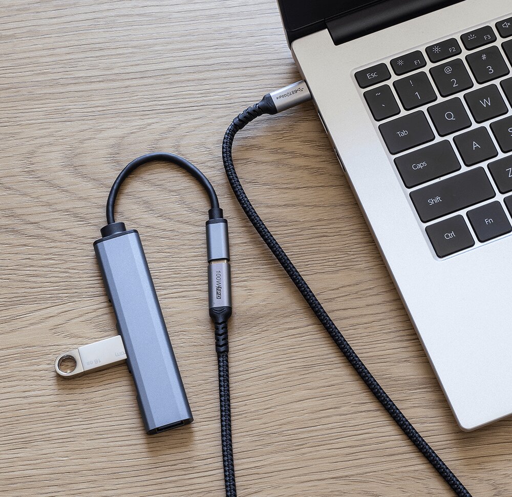 Reagle USB-C 3.2 Thunderbolt prailgintuvas 100W 4K@60Hz 1m цена и информация | USB laikmenos | pigu.lt