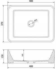 Keraminis stalviršio praustuvas Silla white 48x37x13 cm kaina ir informacija | Praustuvai | pigu.lt