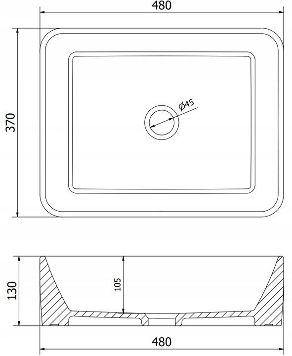 Keraminis stalviršio praustuvas Silla white 48x37x13 cm kaina ir informacija | Praustuvai | pigu.lt