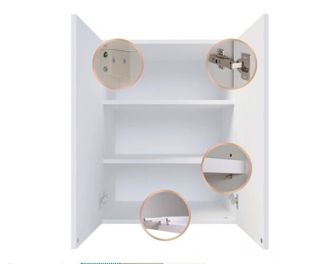 Pakabinama vonios spintelė 80x60x40 cm, balta kaina ir informacija | Vonios spintelės | pigu.lt
