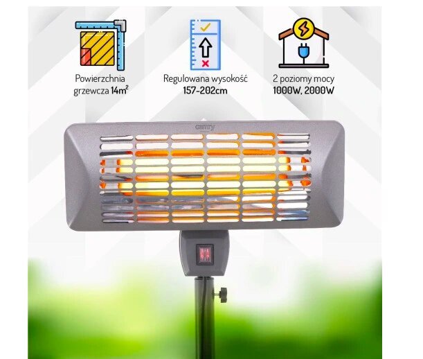Terasai elektrinis šildytuvas Camry CR7737, 2000 W цена и информация | Šildytuvai | pigu.lt
