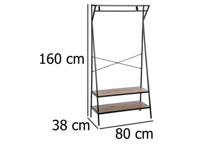 Drabužių kabykla su batų lentynomis 5five Simple Smart, 80x38x160cm, juoda kaina ir informacija | Drabužių kabyklos | pigu.lt