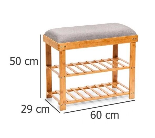 Batų lentyna su suoliuku Zeller, 60x29x50cm, ruda kaina ir informacija | Batų spintelės, lentynos ir suolai | pigu.lt