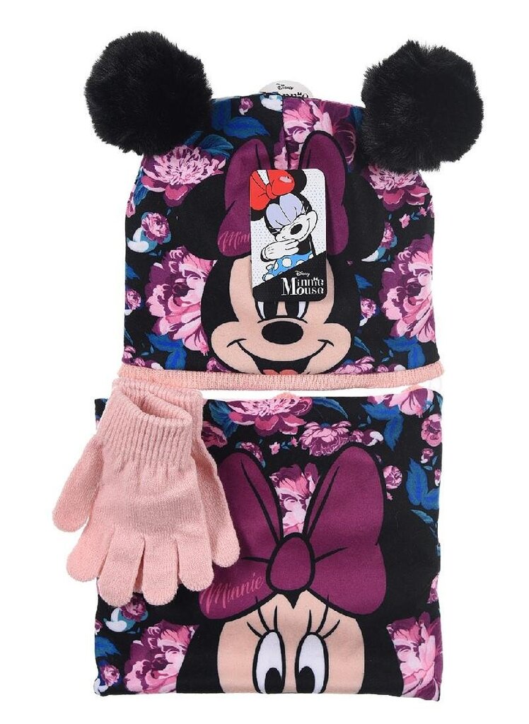Kepurės, šaliko ir pirštinių komplektas mergaitėms Minnie Mouse, įvairių spalvų kaina ir informacija | Kepurės, pirštinės, šalikai mergaitėms | pigu.lt