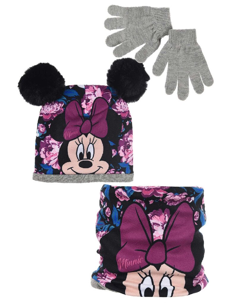 Kepurės, šaliko ir pirštinių komplektas mergaitėms Minnie Mouse, įvairių spalvų kaina ir informacija | Kepurės, pirštinės, šalikai mergaitėms | pigu.lt