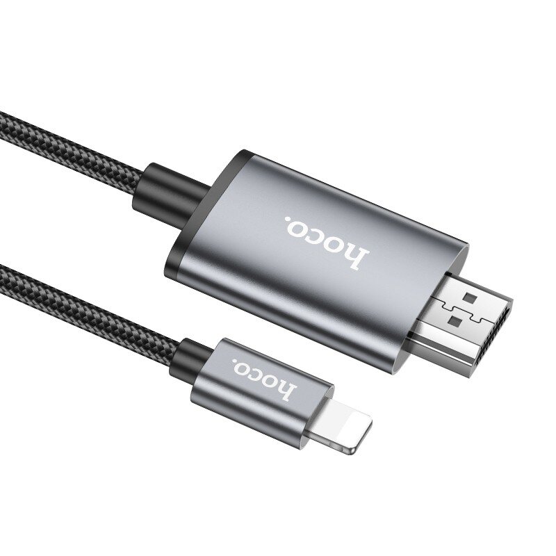 Kabelis Hoco UA27 Lightning to HDMI 2.0m pilkas kaina ir informacija | Kabeliai ir laidai | pigu.lt