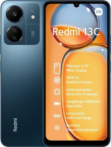 Xiaomi Redmi 13C 4/128GB Navy Blue kaina ir informacija | Mobilieji telefonai | pigu.lt