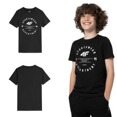 Marškinėliai berniukams 4F, juodi kaina ir informacija | Marškinėliai berniukams | pigu.lt