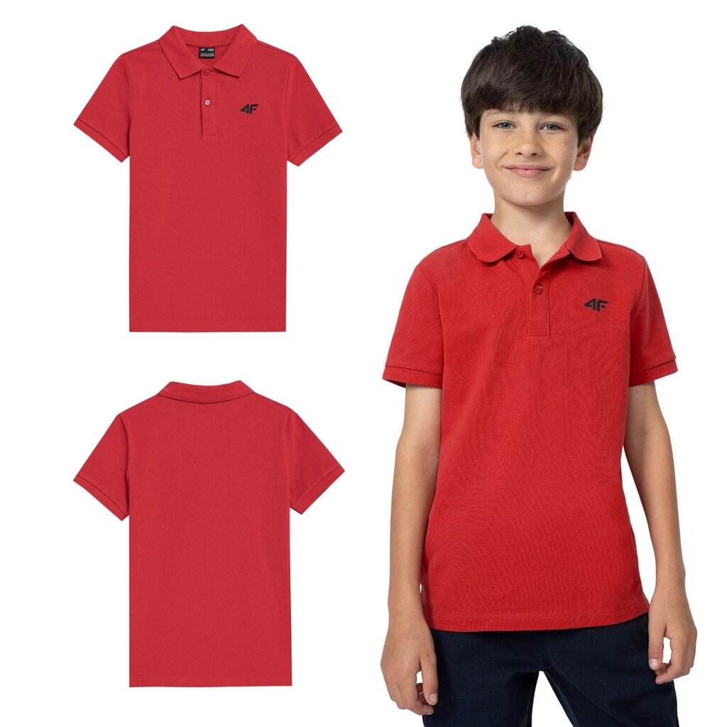 Polo marškinėliai berniukams 4F, raudoni kaina ir informacija | Marškinėliai berniukams | pigu.lt