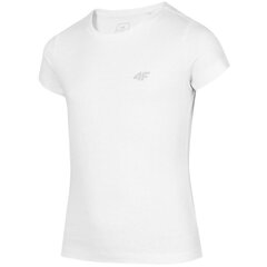 Marškinėliai mergaitėms 4F HJZ22, balti цена и информация | Футболка для девочек | pigu.lt