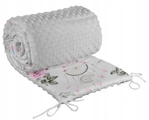 Minkšta kūdikio lovytės apsauga Babymam 180x30, pilka/rožinė kaina ir informacija | Saugos varteliai, apsaugos | pigu.lt