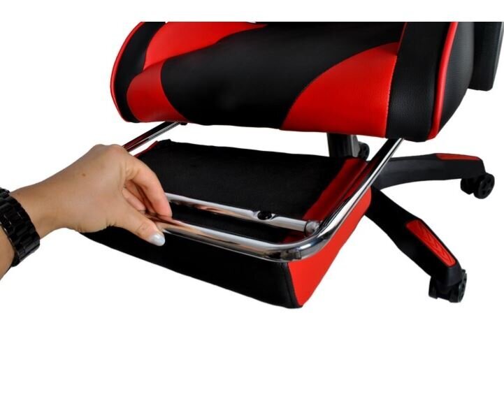 Žaidimų kėdė su kojų atrama Malatec, 124x63x63 cm, juoda/raudona цена и информация | Biuro kėdės | pigu.lt