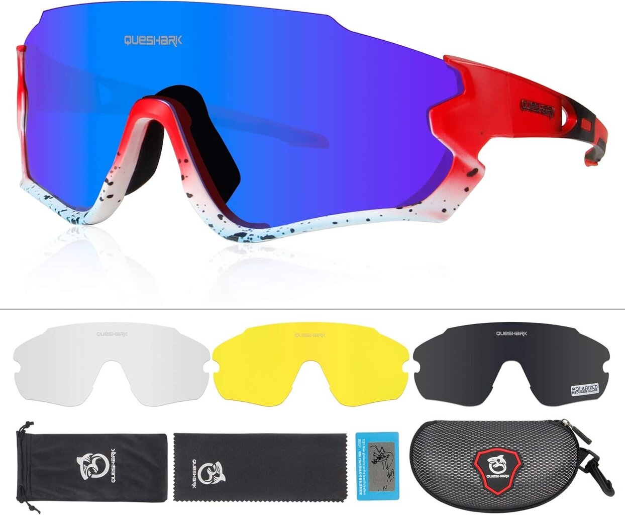Sportiniai akiniai su UV apsauga Queshark HD, įvairių spalvų kaina ir informacija | Sportiniai akiniai | pigu.lt