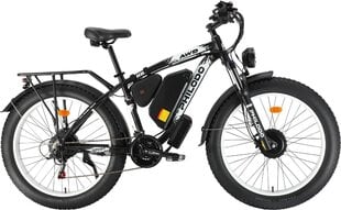 Электровелосипед Philodo H8 AWD, 26", черный, 2*1000Вт, 22Ач цена и информация | Электровелосипеды | pigu.lt