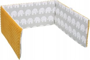 Мягкий чехол для кроватки Babymam 180х30 см, желтый/серый цена и информация | Товары для безопасности детей дома | pigu.lt