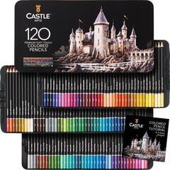 Spalvoti pieštukai Castle Art Supplies, 120 vnt. kaina ir informacija | Piešimo, tapybos, lipdymo reikmenys | pigu.lt