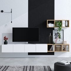 2-ių dalių TV spintelės komplektas Asir, baltas/rudas kaina ir informacija | TV staliukai | pigu.lt