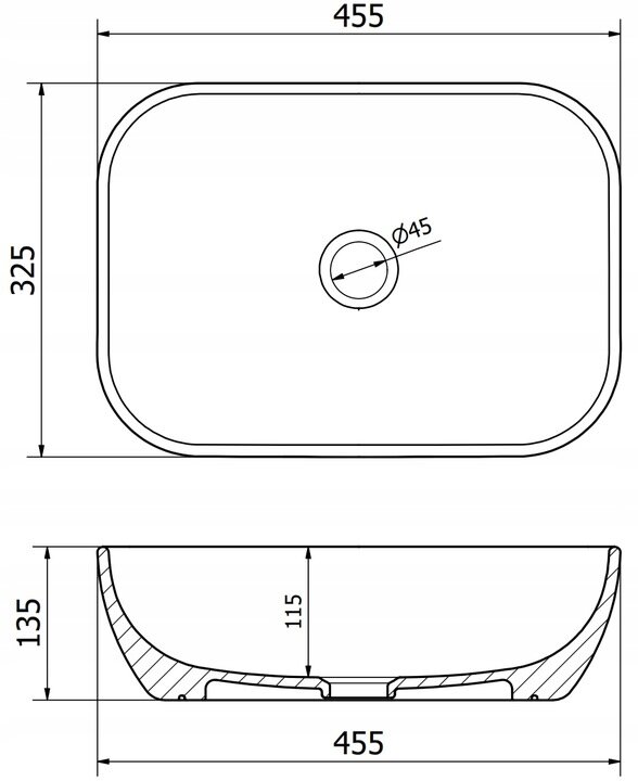 Keraminis stalviršio praustuvas Silla white 45,5x32,5x13,5 cm цена и информация | Praustuvai | pigu.lt