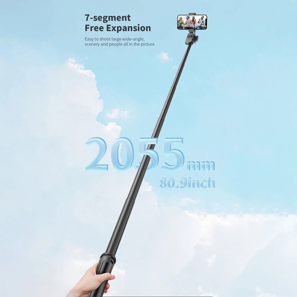 XXL bluetooth asmenukių lazda su stovu, 2 metrų LIVMAN C05 kaina ir informacija | Asmenukių lazdos (selfie sticks) | pigu.lt