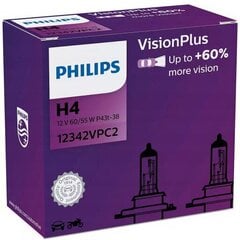 Lemputės Philips 2xh4 visionplus цена и информация | Автомобильные лампочки | pigu.lt