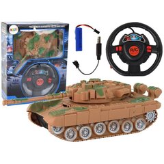Rc tankas su efektais Lean Toys, rudas kaina ir informacija | Žaislai berniukams | pigu.lt