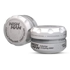 Цветной воск для волос Nishman Coloring Wax C1 Light Silver, 100 ml цена и информация | Средства для укладки волос | pigu.lt