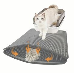 Dvisluoksnis kačių kraiko kilimėlis, pilkas, 30x45 kaina ir informacija | Priežiūros priemonės gyvūnams | pigu.lt