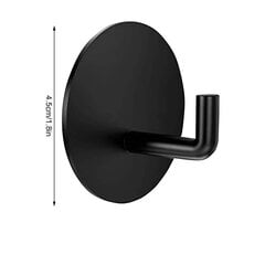 Крючок клейкий круглый, цвет черный, нержавеющая сталь, 2 шт. цена и информация | Набор акскссуаров для ванной | pigu.lt