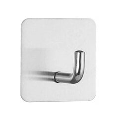 Крючок клейкий квадратный, цвет серебряный, нержавеющая сталь, 1 шт. цена и информация | Набор акскссуаров для ванной | pigu.lt
