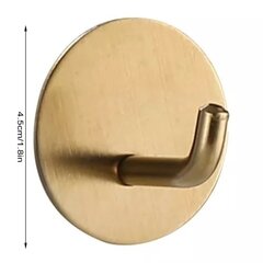 Крючок клейкий круглый, цвет золотистый, нержавеющая сталь, 2 шт. цена и информация | Аксессуары для ванной комнаты | pigu.lt