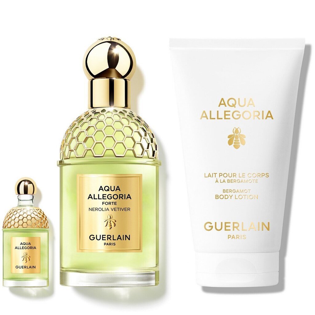 Rinkinys Guerlain Aqua Allegoria Nerolia Vetiver Forte EDP moterims: kvapusis vanduo 75 ml + kūno losjonas 75 ml + mini 7,5 ml цена и информация | Kvepalai moterims | pigu.lt