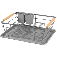 подставка для посуды с подносом, серая цена и информация | Кухонная утварь | pigu.lt