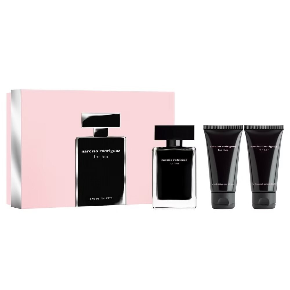 Kosmetikos rinkinys Narciso Rodriguez for Her EDP moterims: kvapusis vanduo 50 ml + dušo gelis 50 ml + kūno losjonas 50 ml цена и информация | Kvepalai moterims | pigu.lt