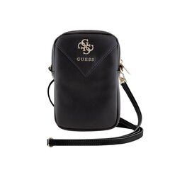 Guess PU Grained 4G Metal Logo Wallet Phone Bag Zipper Black цена и информация | Чехлы для телефонов | pigu.lt