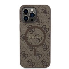 Guess PU Leather 4G Colored Ring MagSafe Case for iPhone 15 Pro Max Brown цена и информация | Чехлы для телефонов | pigu.lt